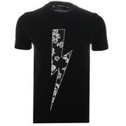 Neil Barrett Floral Thunderbolt Black T-Shirt Front