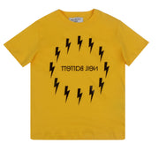 Neil Barrett Kids Yellow Thunderbolt Print T-shirt