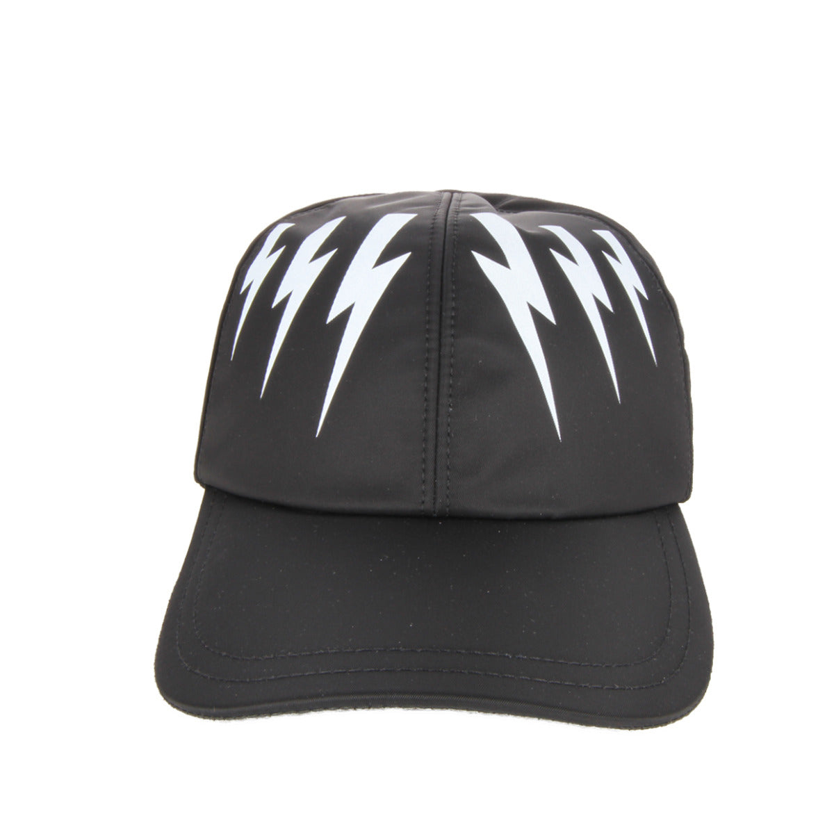 Neil Barrett Black Thunderbolt Print Nylon Cap Front 