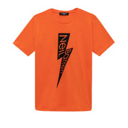 Neil Barrett Kids Orange Thunderbolt Logo T-shirt