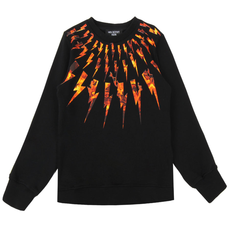 Neil Barrett Kids Fair-isle Flame Thunderbolt Sweatshirt