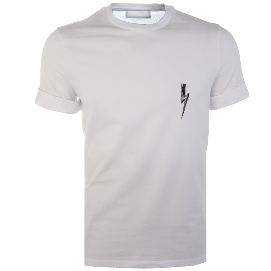 Neil Barrett Thunder Bolt Chest Logo White T-Shirt Front