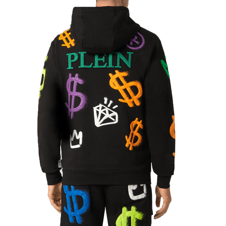 Philipp Plein Black Dollar Hooded Sweatjacket