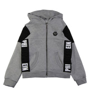 Philipp Plein Junior Grey Embossed Logo Sweat Jacket front