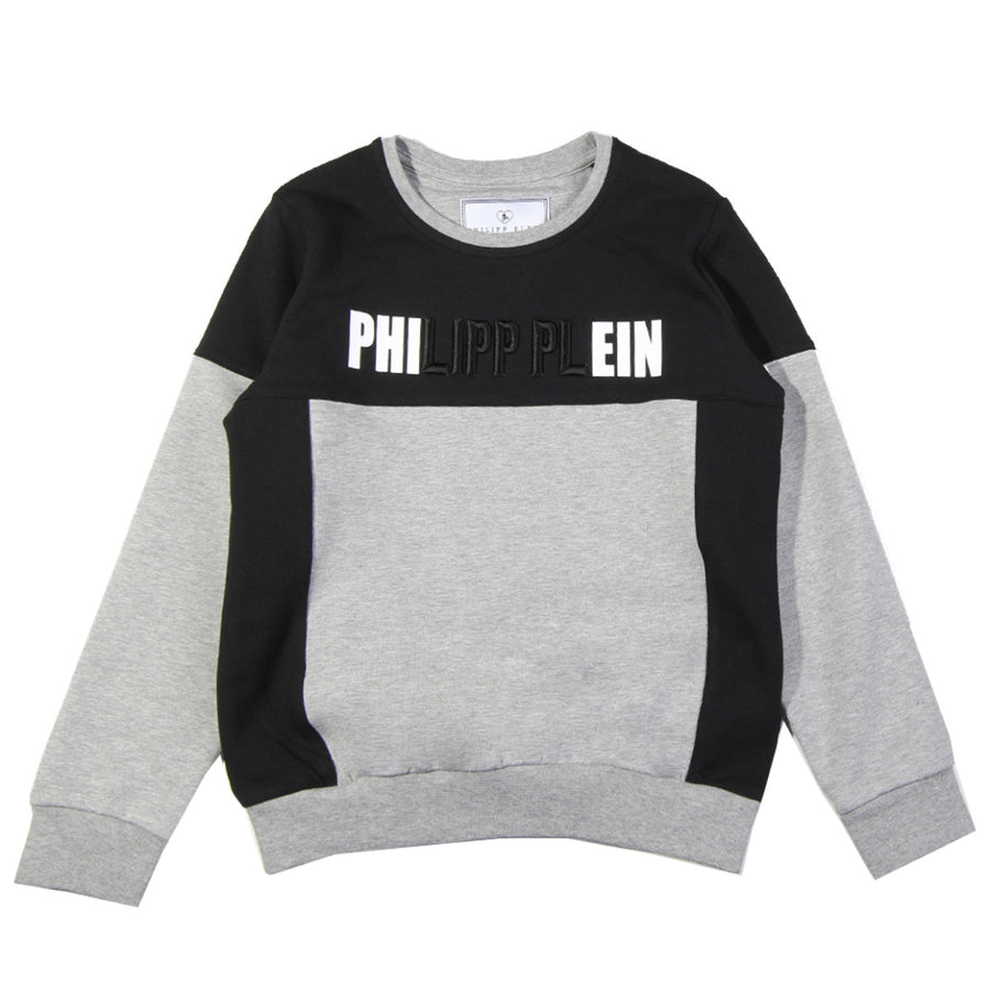 Philipp Plein Junior Grey Embossed Logo Sweatshirt front 