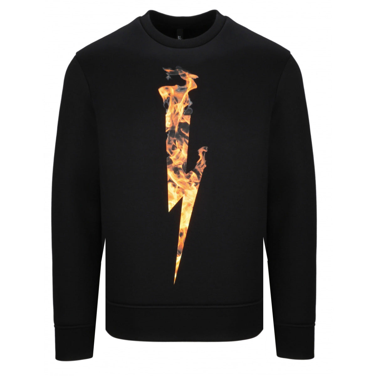 Neil Barrett Black Flame Thunderbolt Bonded Sweatshirt front