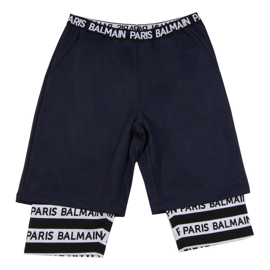 Balmain Paris Blue Layered Shorts front 