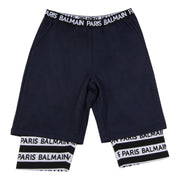Balmain Paris Blue Layered Shorts front 