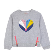 Billieblush Grey Glittery Heart Sweatshirt