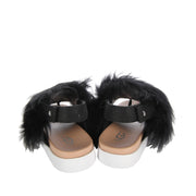 UGG Kids Black Fluffy Holly Sandal Back