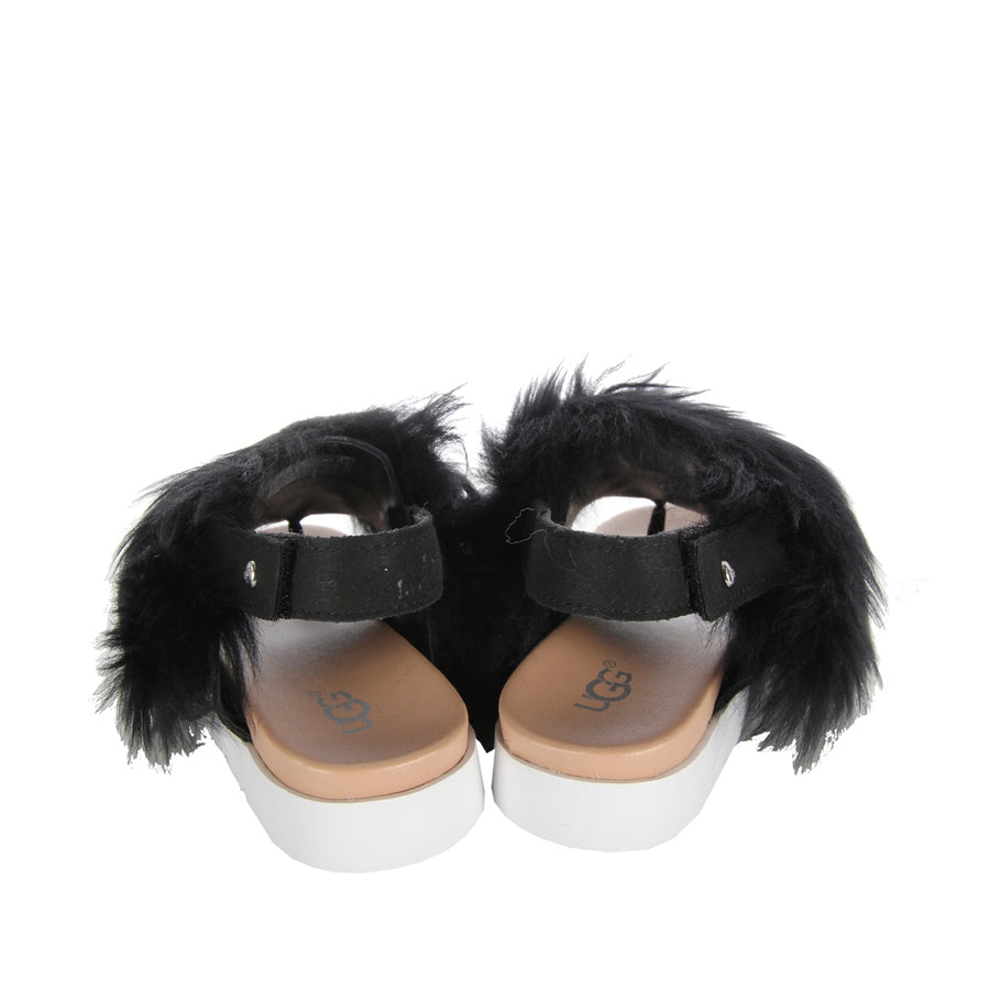 UGG Kids Black Fluffy Holly Sandal Back