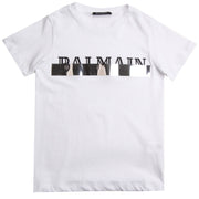 Balmain Paris White Cotton Logo T-Shirt