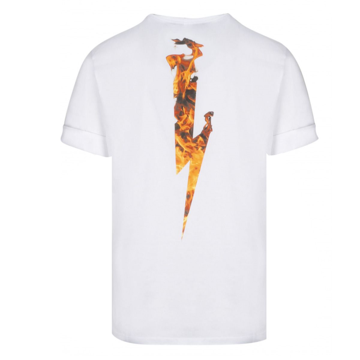 Neil Barrett White Flame Thunderbolt T-shirt