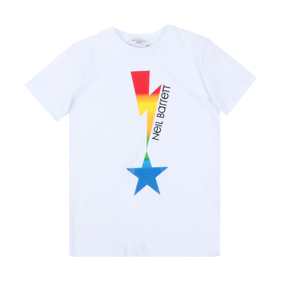 Neil Barrett Kids White Thunderbolt Star Print T-shirt