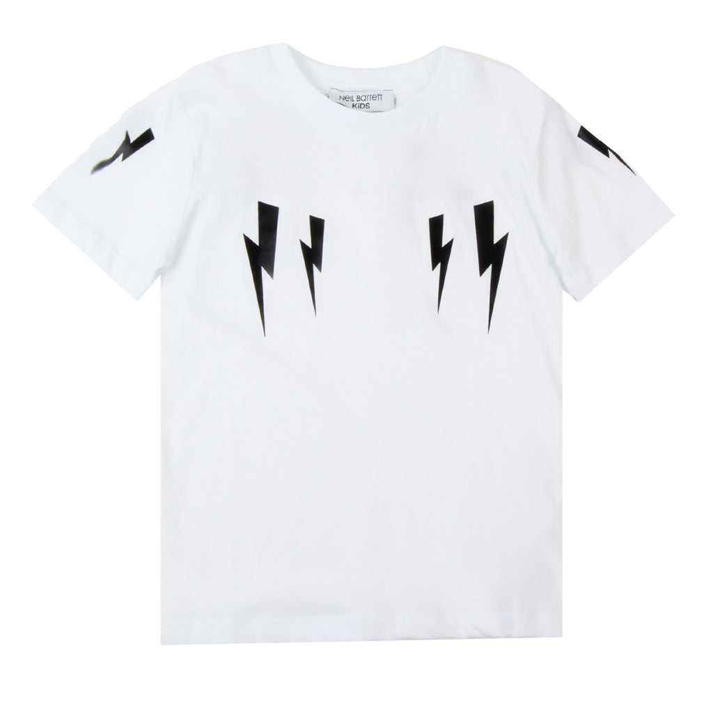 Neil Barrett Kids White Lightning Print T-shirt – Retro Designer Wear