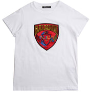 Balmain Paris Kids White Logo Applique T-Shirt Front