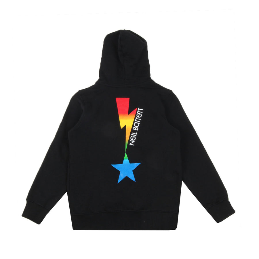 Neil Barrett Kids Black Thunderbolt Star Print Zip-up Hoodie