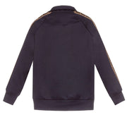 Fendi Junior Black Logo Tape Zip Up Sweatshirt